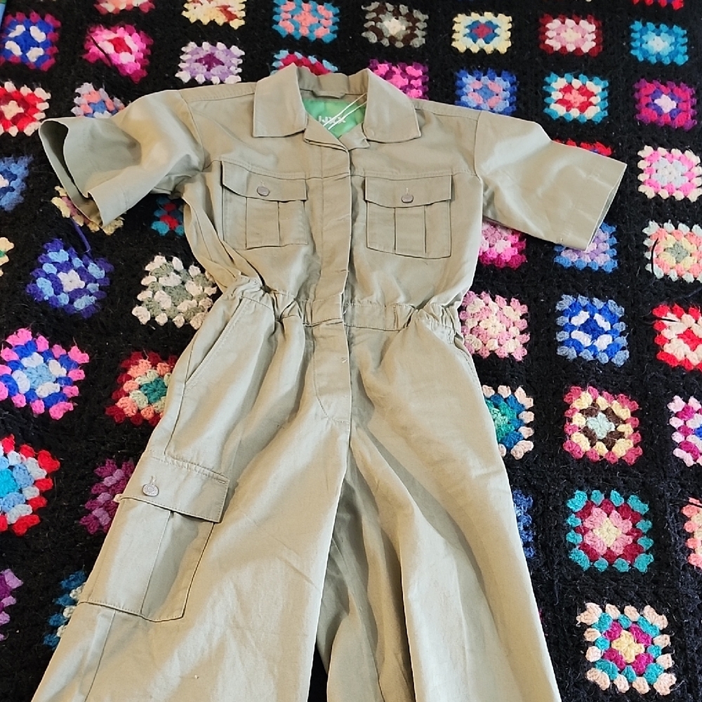 Gray Green Utility Jumpsuit